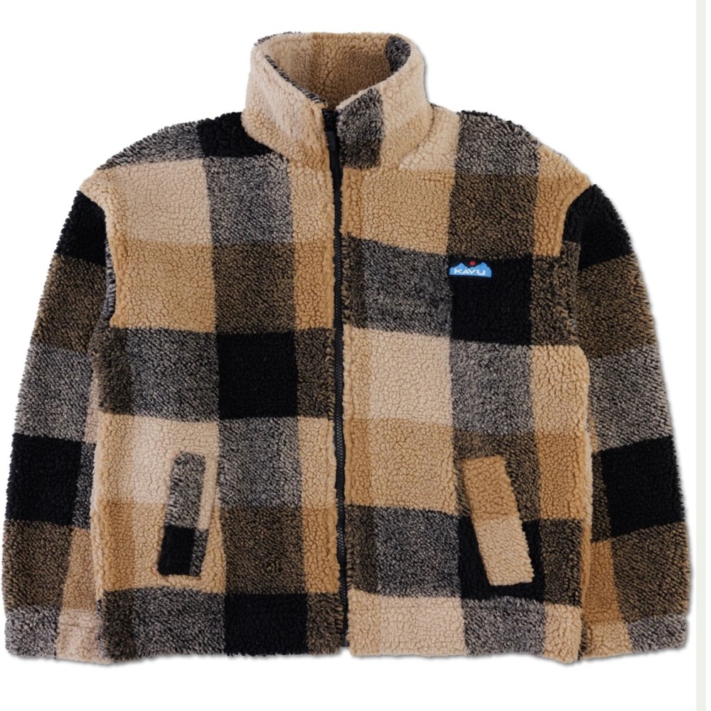Kavu Loven Brown and Black Plaid Fleece Jacket
